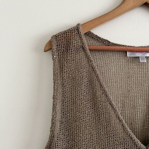 Vintage Y2K Linen Sheer Tunic Top L Asymmetrical Boho Fairy Festival Lagenlook - Picture 9 of 13